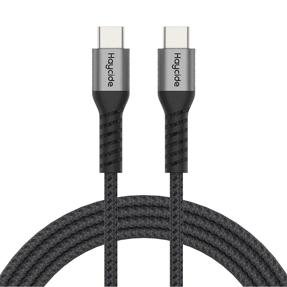 USB-C To USB-C Cable Haycide 100W Nylon Braided 5ft Fast Charging Data Cable New
